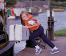 A young lockkeeper and his assistant at Stratford New Lock